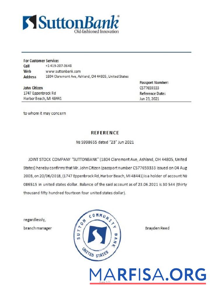 Blank USA Sutton reference template